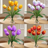 Bouquet de tulipes artificielles en soie gaufrée pour mariage, Noël, Halloween, décoration intérieure et photographie - Durable et respectueux de l'environnement