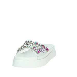 Sandali da Donna Laura Biagiotti con Tacco Basso, Bianchi con Cristalli e Plateau - Product Image 6