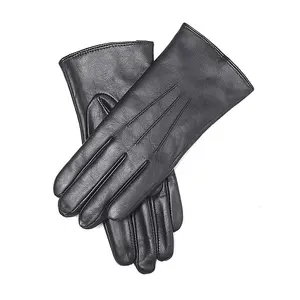 GLOVEMEN Cheap Fashion Warm Ladies Black Sheepskin Anti Scratch Bike Genuine Leather Winter Gloves