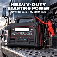 U9 12V 24V Universal Jump Starter 64000mAh Baterai LiFePO4 2000A 3500A 100W PD Pengisian Cepat Power Bank untuk Truk dan Armada