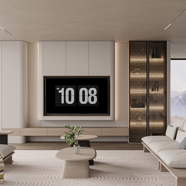Corner TV Cabinet LED Space-Saving Solid Wood Eco-Friendly Durable Modern Living Room TV Unit Hotel Customized Colors Large