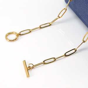 ZOGXIN Stainless Steel Paperclip Chain Necklace 18K Gold Plated Geometric Design Clavicle Chain European American Style Jewelry - Product Image 3