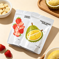 Sachet Doypack Mylar Personnalisé Imprimé pour Fruits Lyophilisés, avec Fermeture Ziplock Argentée et Fenêtre Transparente, pour Emballage Alimentaire