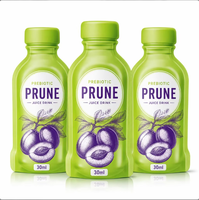 Sachet Doypack personnalisé imprimé de 30 ml pour jus de pruneaux liquide avec bec verseur, recyclable, pour boisson prébiotique et boissons santé portables