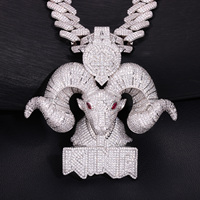 Collier populaire avec pendentif grand chèvre en zircon, design entièrement serti de zircons cubiques étincelants, pour homme, style streetwear, recommandé par les influenceurs