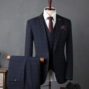 Costume 3 pièces slim à carreaux <span class=keywords><strong>anglais</strong></span> pour <span class=keywords><strong>homme</strong></span>, veste <span class=keywords><strong>blazer</strong></span> pour mariage, marié et affaires décontractées, <span class=keywords><strong>blazer</strong></span> formel grande taille pour <span class=keywords><strong>homme</strong></span> - Product Image 3