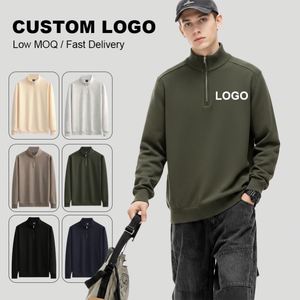 New Half Zip Autumn Printed Knitted <b>Sweatshirts</b> Men 320G O-Neck Plain Tops Custom Logo ODM 6XL <b>Work</b> Uniforms - Product Image 2