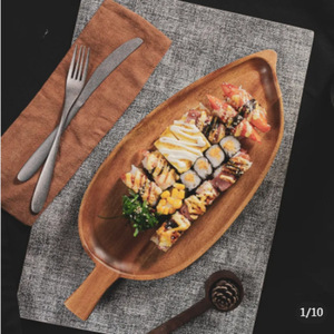 Wooden <b>Tray</b> Leaf Shaped Solid Wood Serving Platter For Food Coffee Tea - Product Image 2