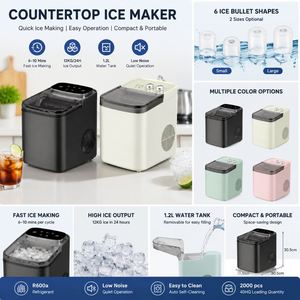 12KG/24H Portable <b>Countertop</b> Bullet <b>Ice</b> <b>Maker</b> Machine Fast <b>Ice</b> Making 6-10 Mins for Home Office Bar Hotel Outdoor - Product Image 2
