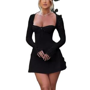 Elegante Abito in Pizzo con <span class=keywords><strong>Schiena</strong></span> <span class=keywords><strong>Scoperta</strong></span> e <span class=keywords><strong>Maniche</strong></span> <span class=keywords><strong>Lunghe</strong></span>, Stile Europeo e Americano 2025 - Product Image 2