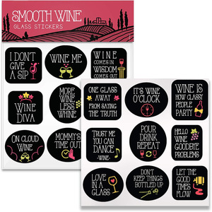 Etiquetas removibles impermeables para vasos de vidrio, decoraciones para fiestas de vino y champán, estilo de dibujos animados rectangulares, impresión digital - Product Image 5