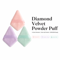 Houppette en velours floqué JLY Diamond, microfibre ultra-douce, conception de précision 4 zones pour poudre libre et poudre fixante