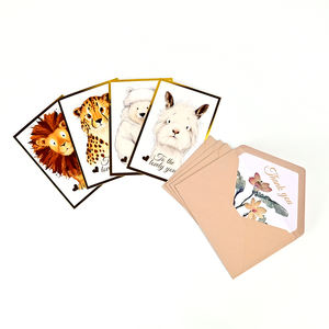 Su misura stampato lamina d'oro unico di lusso cartone animato animale grazie pieghevoli biglietti di auguri registrabili con buste - Product Image 1