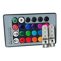 Ampoule led avec télécommande multicolore changeante, auto atmosphère W5W 194 168 5050SMD COB 12V silicone stroboscope T10 RGB LED lumière de voiture
