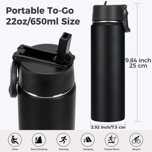Botella deportiva sin Bpa de nuevo diseño Botella de agua aislada de acero inoxidable de 32oz con tapa de pajita antipolvo - Product Image 2
