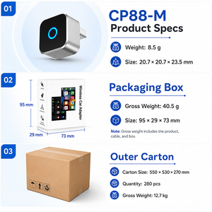 Adaptador Inalámbrico <span class=keywords><strong>Ottocast</strong></span> CP88-M Mini Cube para CarPlay y <span class=keywords><strong>Android</strong></span> <span class=keywords><strong>Auto</strong></span>, Dongle Plug & Play de Tipo A a C para Autos OEM - Product Image 5