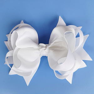 5.5 인치 사용자 정의 화이트 레드 핑크 블랙 다채로운 그로스 그레인 리본 활 머리 클립 귀여운 소녀 Bowknot 머리핀 머리핀 - Product Image 2