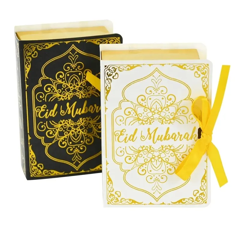 Boîte à bonbons Eid Mubarak en forme de livre, décor du Ramadan, coffret d'emballage cadeau, fournitures pour fête musulmane islamique