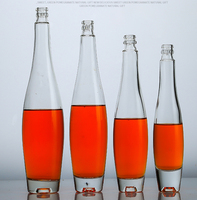 Bouteille de vin en verre à fond épais de forme ronde transparente de haute qualité 175ml 275ml 375ml 500ml avec bouchon à vis ou bouchon en caoutchouc