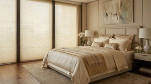 ستائر فينيسية من الألومنيوم، ستائر خلوية ذكية أوتوماتيكية عمودية للنوافذ، ستائر نهارية وليلية مزدوجة من قماش مقاوم للماء - Product Image 2