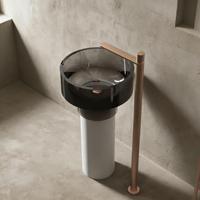 Lavabo sur pied ovale en résine transparente multicolore personnalisable, imitation pierre, pour hôtels