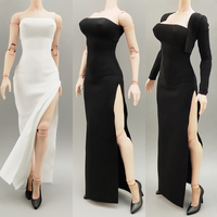 Robe longue moulante sexy à fente avec épaulettes et taille élastique pour soldat féminin à l'échelle 1/6