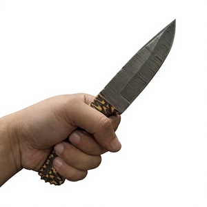 Couteau à lame fixe Drop Point en acier Damas, manche en bois, dureté 58-60, garantie 3 ans, pour le camping, la chasse, la survie, le bricolage - Product Image 2