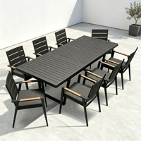 Ensemble de mobilier de jardin moderne pour patio, balcon, chaise avec accoudoirs en aluminium imperméable, ensemble de table à manger d'extérieur, ensemble de 8 chaises empilables