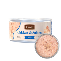 Nourriture humide pour chats OEM poulet et saumon, stimule l'immunité et améliore l'appétit, hypoallergénique, emballage personnalisé, nourriture humide pour animaux de compagnie