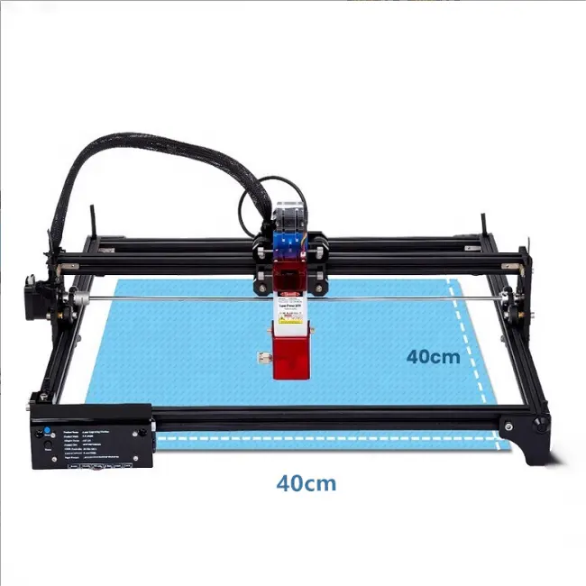 10W CNC เลเซอร์แกะสลักเครื่องตัดพื้นที่ทํางานแม่นยําไดโอดเลเซอร์แกะสลักไม้โลหะแก้วหนังขนาดใหญ่ 400 มม.X 400 มม.