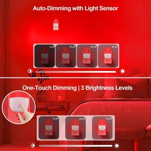 Red Night <b>Light</b> 670nm 0.5W <b>Sensor</b> Control Plug In Automatic LED <b>Light</b> Smart Home <b>Lights</b> Sleep Therapy Lamp - Product Image 6