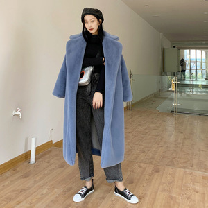 <span class=keywords><strong>Manteau</strong></span> mi-long en fausse fourrure de vison et velours, coupe ample, col blazer, pour femme, vente en gros d'usine - Product Image 2