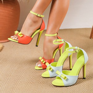 Nouvelles sandales à talons orange avec bride à la cheville pour femmes, chaussures de soirée et de danse, Zapatos Mujer - Product Image 1