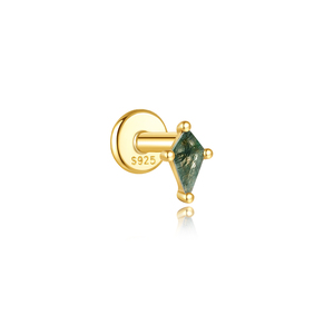 Pendientes de Aro con Geometría de Plata de Ley Chapada en Oro de 18K y Ágata Verde para Mujer - Regalo Moderno para Bodas y Fiestas - Product Image 4