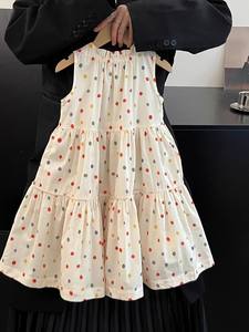 Abito Estivo Senza Maniche da Principessa per Ragazze 2025, Vestito Lungo a Pois per Bambine, Stile Elegante per Clima Caldo - Product Image 4