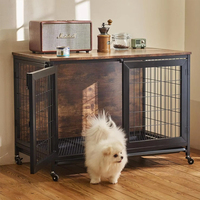 Cage pour chien de luxe moderne en acier et bois avec motif solide, durable et écologique, idéale pour la maison et les animaleries