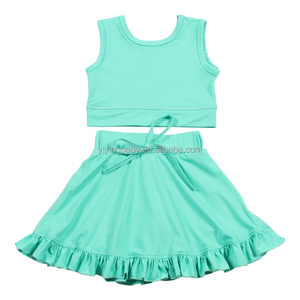 Set Yoga Tinta Unita in Morbido e Traspirante Tessuto di Nylon, <span class=keywords><strong>Abbigliamento</strong></span> <span class=keywords><strong>Sportivo</strong></span> e da Tennis per Ragazze, Ideale per l'Estate - Product Image 4
