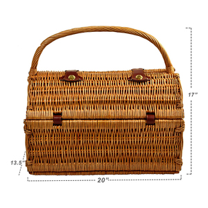 Cesta de mimbre tejida hecha a mano para <span class=keywords><strong>4</strong></span> <span class=keywords><strong>personas</strong></span>, juego de mimbre para <span class=keywords><strong>Picnic</strong></span>, artesanías populares, respetuoso con el medio ambiente - Product Image 3