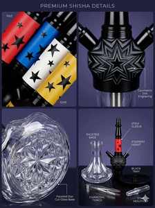 Portable Aluminum Hookah Set <b>Mirror</b> Finish <b>Star</b> Design Single Hose Shisha Smoking Gift Box - Product Image 2