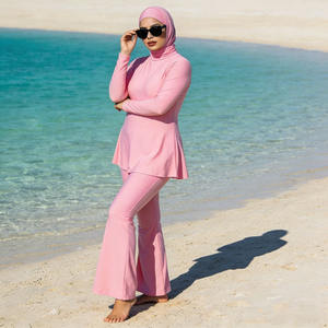 ชุดบุรกินี 3 ชิ้นสำหรับผู้หญิง ชุดว่ายน้ำอิสลามแบบสุภาพ เสื้อแขนยาว ฮิญาบ ปิดมิดชิด ชุดชายหาดสำหรับฤดูร้อน - Product Image 6
