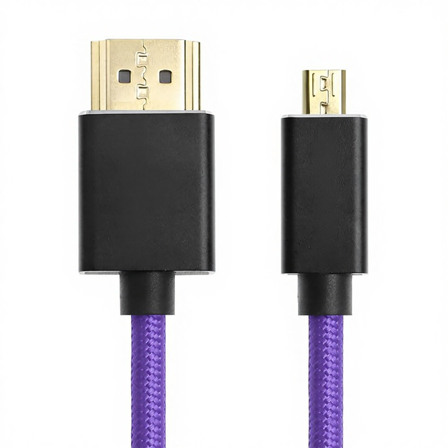 Alvin's Cables 8K 2.1 Micro for to for Coiled Cable (Braided Purple) for Atomos Ninja V 8K 60Hz/4K 60Hz