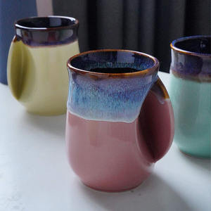 Tasse à café en grès personnalisable verte réactive <span class=keywords><strong>de</strong></span> style japonais <span class=keywords><strong>de</strong></span> 550ml avec poignée spéciale - Product Image 1