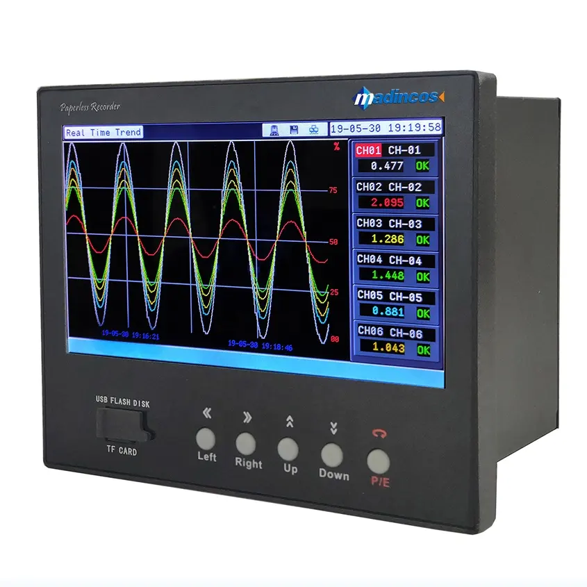 MPR5000ST: 수학/흐름 토톨라이저 산업용 범용 디지털 8/18/32 채널 페이퍼리스 온도 압력 차트 레코더