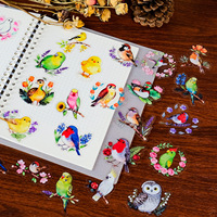 56 autocollants transparents mignons d'animaux et d'oiseaux colorés