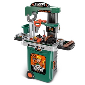 Ensemble d'outils pour enfants 008-952, 3 en 1, jeu d'outils réalistes, établi de travail, <span class=keywords><strong>jouet</strong></span> avec valise de voyage pour garçons, cadeaux - Product Image 1