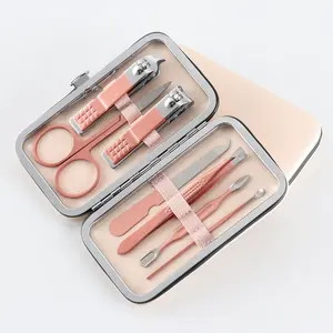 7 штук женскую красоту, нежно-розовый цвет прикольный из нержавеющей стали инструменты для ногтей, для маникюра, педикюра комплект машинки для стрижки ногтей, набор