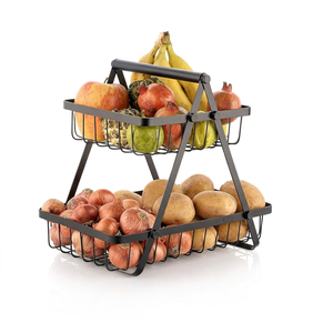 Cesta de Almacenamiento de Frutas de Doble Nivel, Tipo Rectangular, Moderna, Apilable, No Plegable, para Cocina - Product Image 1