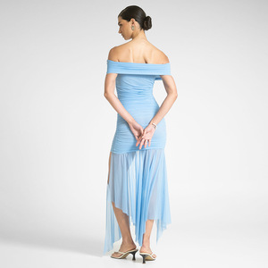 Nuovo Abito Estivo Sexy <span class=keywords><strong>da</strong></span> <span class=keywords><strong>Donna</strong></span>, Top a Tubo Tinta Unita con Pieghe e Nastro in Vita, <span class=keywords><strong>Vestito</strong></span> Aderente - Product Image 4