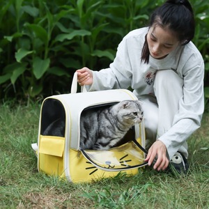 Cat <b>Backpack</b> <b>Large</b> Size Oxford Breathable Pet Bag For Dogs And Cats Cartoon Design Beige Color - Product Image 3