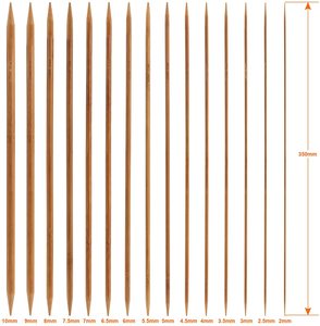 2026 <span class=keywords><strong>Aiguille</strong></span> à <span class=keywords><strong>tricoter</strong></span> Offre Spéciale Crochets en bambou Double aiguilles à <span class=keywords><strong>tricoter</strong></span> faites à la main Crochets 2 Lot de <span class=keywords><strong>15</strong></span> tailles (75) - Product Image 2